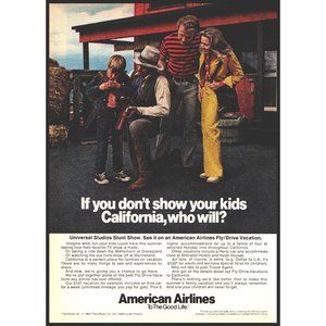 1973 American Airlines Vintage Print Ad Universal Studios Family Vacation Photo